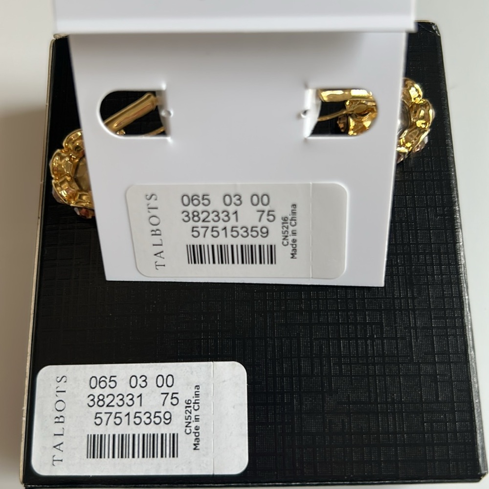 Talbots Yellow Gold Tone Encrusted Bezel Crystal Drop Earrings with Lever back - Picture 7 of 7